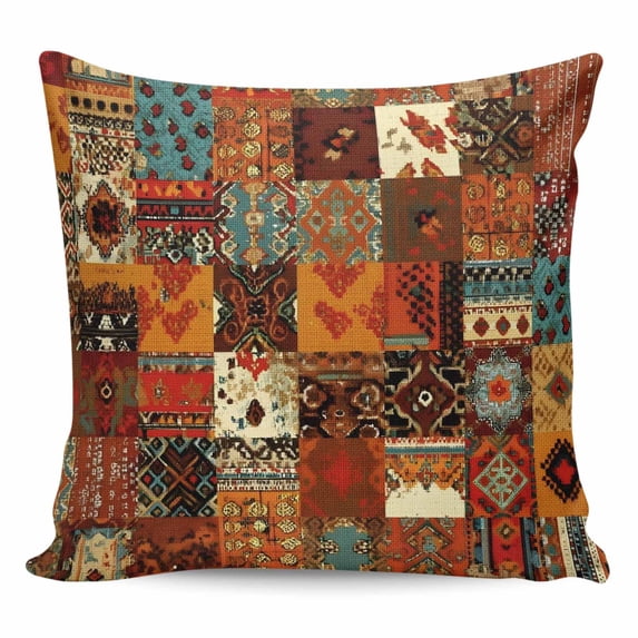 Boho Vintage Pillow Covers 26x26 Inch Decorative Throw Pillow Cover, Brown Ethnic Middle Century Geometric Sofa Pillowcases Accent Cushion Case Home Decor Bedroom Living Room