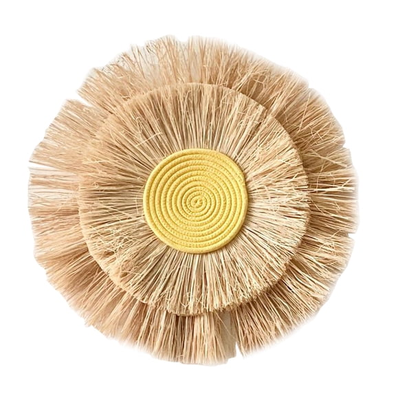 Boho Vintage Rattan Straw Wall Hanging for Sun Moon Decoration Moroccan Handmade Woven Tapestry Ornament for Bedroom