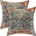 thumbnail image 1 of Boho Vintage Retro Pillow Covers 16x16 Set of 2 Boho Colorful Style Decorative Throw Pillow Outdoor Square Farmhouse Decor Cushion Cover for Home Couch Sofa, 1 of 5