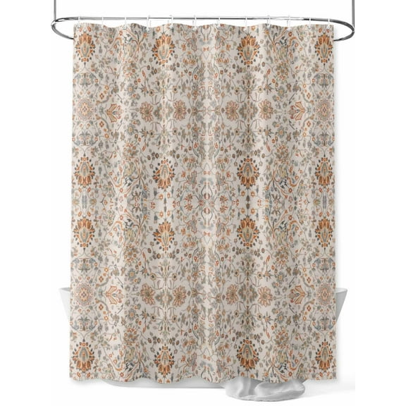 Boho Vintage Shower Curtain, Tribal Style Flowers Waterproof Shower Curtain Set with 12 Hooks Lightweight Washable Fabric Shower Curtains for Bathroom 72x84 Inches