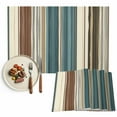 thumbnail image 1 of Boho Vintage Striped Placemats Set of 6, Teal Brown Beige Table Mats Washable Heat-Insulation Non-Slip Place Mats for Kitchen Dinner Table Indoor Outdoor Decor,13x19 Inch, 1 of 9