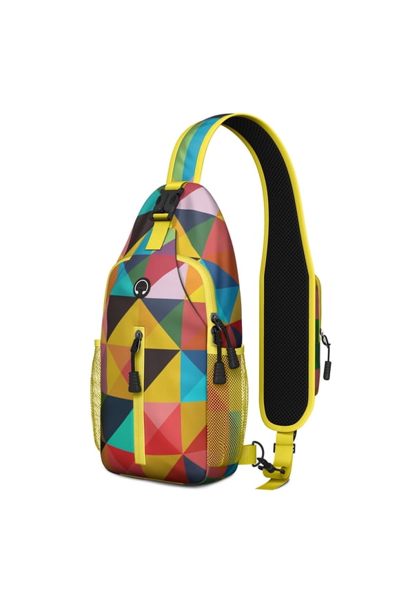 Boho Vintage Tribal Folk Style Travel Chest Bag for Women Men – Adjustable shoulder strap, Outdoor-ready, Water-resistant – Ethnic Nordic Style Aesthetic Design for Travel, Hiking, Outdoor