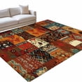 thumbnail image 1 of Boho Vintage Washable Rug 4x6 Area Rug for Living Room Bedroom Non Slip Indoor Floor Rectangle Carpet Soft Low Pile Large Brown Ethnic Middle Century Geometric Entryway Rugs for Dining Room Office, 1 of 9
