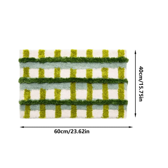 Boho Waffle Bath Mat Non , Sage Green Checkered Bathroom Rug Washable, Ultra Absorbent Quick Dry Shower Mat, Soft Microfiber Cute Bath Mat for Tub Bedroom