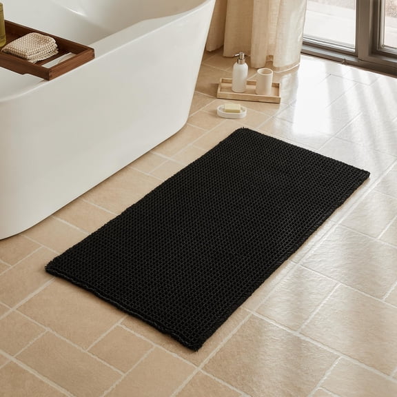 Waffle Bath Mat, Small Boho Bathroom Rugs Non Slip Washable, Ultra Soft Super Absorbent Quick Dry Farmhouse Bathroom Decor, 16" x 24", Khaki