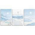thumbnail image 1 of Boho Wall Art Blue Mountain Prints Scripture Wall Decor Inspirational Bible Verse Psalm 23 Matthew 28:6 Canvas Wall Art for Christian Home Decor Faith Can Move Mountains 12"x16" Set 3, 1 of 6