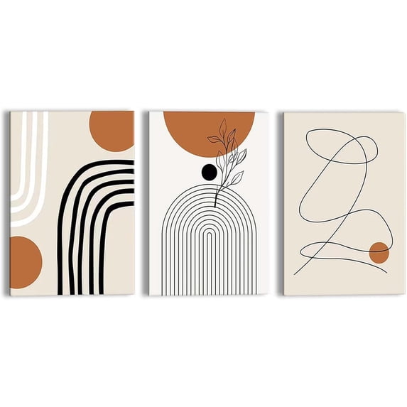 Boho Wall Art Canvas Prints: Minimalist Wall Art Aesthetic Geometric Mid Century Modern Wall Decor for Bedroom Bathroom Office Art Prints Set of 3 (12"x16")…