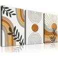 thumbnail image 1 of Boho Wall Art, Boho Wall Decor, Mid-Century Modern Wall Art Prints, Framed Neutral Abstract Geometric Canvas Art Prints Orange Rainbow Sun Desert Minimalist Boho Painting for Bathroom Bedroom Living, 1 of 6