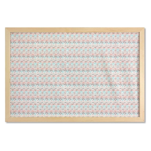 Boho Wall Art with Frame, Pastel Colored Geometrical Shapes Art Print Peruvian Folkloric Retro, Printed Fabric Poster for Bathroom Living Room Dorms, 35" x 23", Multicolor, by Ambesonne