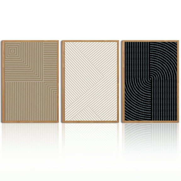 Boho Wall Art Large Neutral Wall Decor Abstract Line Painting for Living Room Bedroom Office 16x24 Inch Set of 3