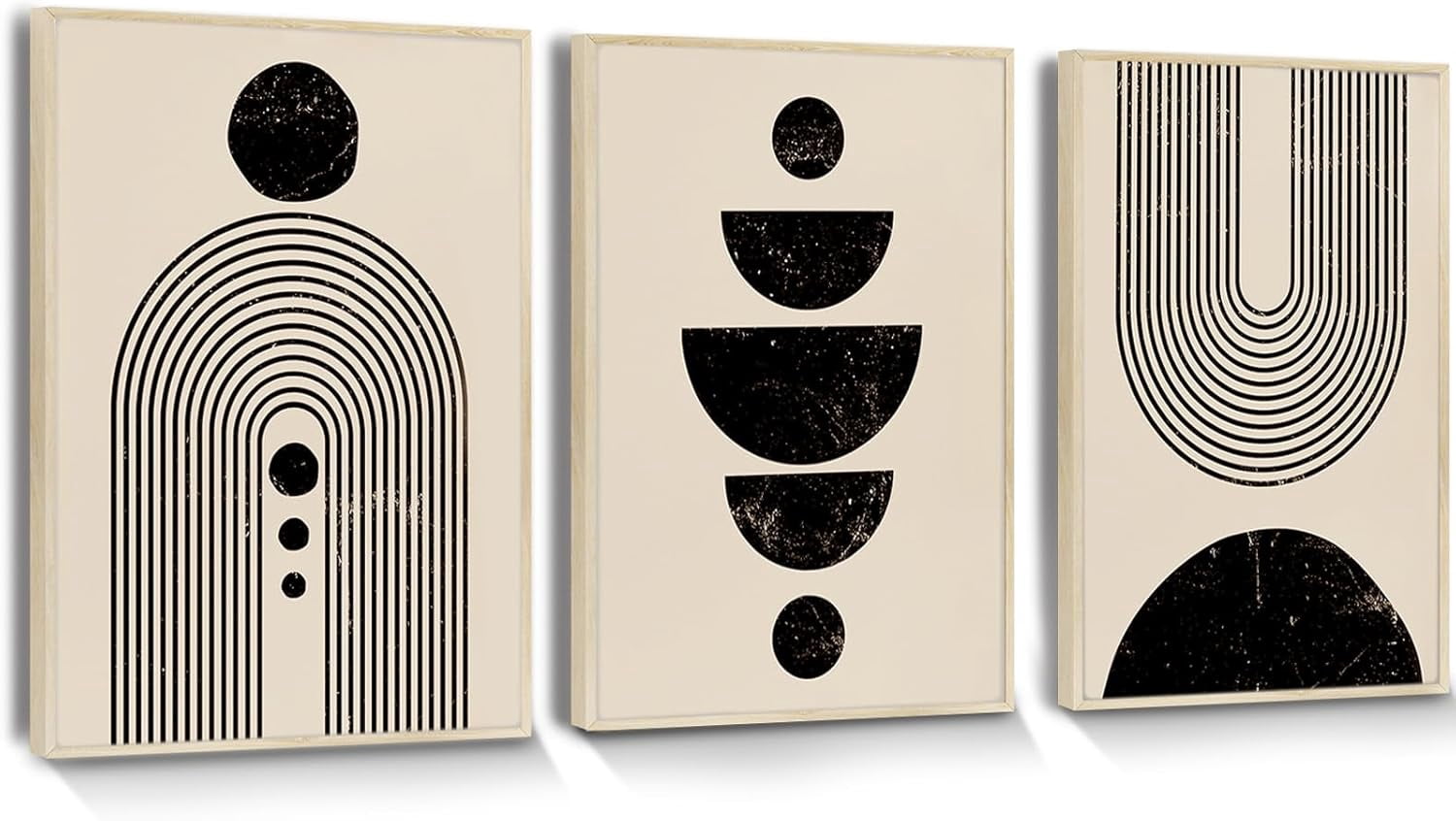 Picture of Boho Wall Art for the Living Room, Sun and Moon Canvas Wall Framed Set ...