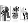 thumbnail image 1 of Boho Wall Art Mid Century Modern Decor Canvas Prints Framed Black and White Grey Canvas Prints Minimalist Wall Art Geometric Line Leaf Canvas Artwork Paintings for Home Decor Unframed, 1 of 6