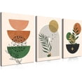 thumbnail image 1 of Boho Wall Art, Mid Century Modern Wall Art, Set of 3 Framed Canvas Wall Art Prints 12"x16" Abstract Geometric Neutral Black Green Boho Artwork Wall Decor for Bedroom Living Room Bathroom, 1 of 6