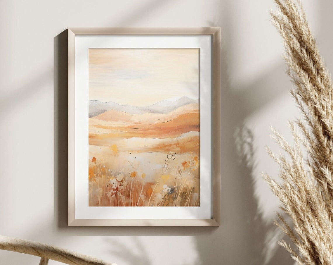 Boho Wall Art, Nature, Modern Minimalist Living Room Pictures Mountain ...