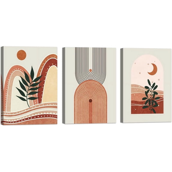 Boho Wall Art Prints Set of 3, Mid-Century Modern Prints , for Bedroom Living Room Bathroom Home Office Boho Room Decor,12x16in