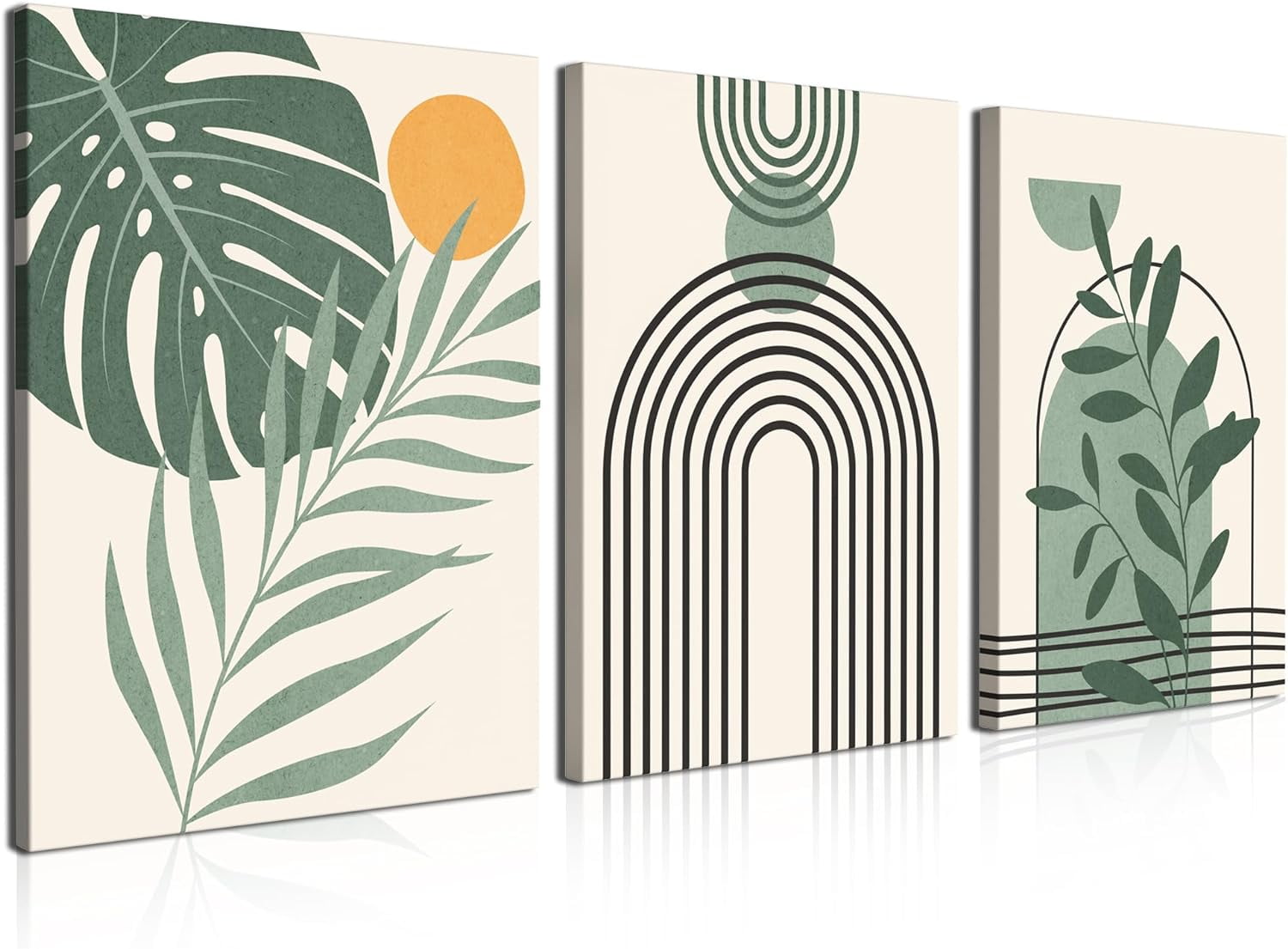 Boho Wall Art Set of 3 Mid Century Modern Wall Decor Abstract Geometric ...
