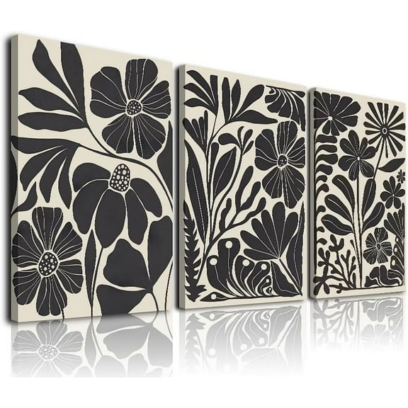 Boho Wall Art Set of 3, MidCentury Modern Wall Prints Framed Canvas Paintings Minimalist Abstract Geometric Beige Orange Moon Plant Desert Nature Illustrations Artwork, Boho Wall Decor Ready To Hang