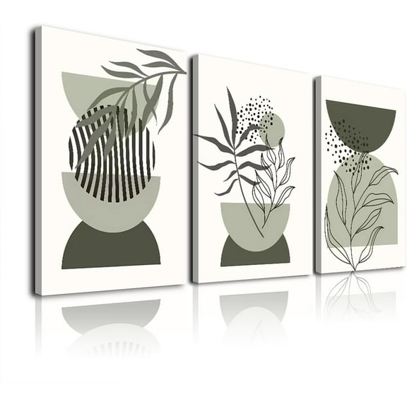 Boho Wall Art Set of 3: d Canvas Prints - Rainbow Sun Rising, Abstract Geometric Line Art - Boho Decor for Bedroom, Living Room, Office, Bathroom - 12x16 Inches, Watercolor