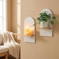 thumbnail image 1 of Boho Wooden Wall Candle Sconces Set of 2, White Rainbow Arch Candle Holders, Farmhouse Home Decor for Bedroom Bathroom, 1 of 9