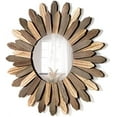 thumbnail image 1 of Boho Wall Decor 21 inch Wall Mirror Rustic Wood Decorative Mirror for Room Decor Rustic Home Decor Farmhouse Wall Decor at Living Room Bedroom Bathroom Hallway Trilcolor, 1 of 7