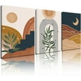 thumbnail image 1 of Boho Wall Decor for Bedroom Nursery Decor Sun Moon Art Plant Leaf Prints Poster Mountain Canvas Neutral Wall Art Mid Century Modern Wall Decor Minimalist Wall Picture for Bedroom Home 12"x16", 1 of 1