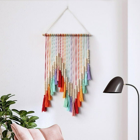 Boho Wall Decor Boho Tapestry Macrame Wall Decor Boho Wall Art Wall Tapestry for Bedroom Hand Woven Bohemian Tapestry with Lace Fringe Upholstery Suitable for Living Room Office Home Wall Decoration