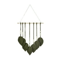 Boho Wall Hanging Decor,Handmade Woven Leaves Tapestry with Feather & Yarn Tassels,Macrame Wall Art for Nursery,Bedroom,Living Room,and Apartment Home Backdrop