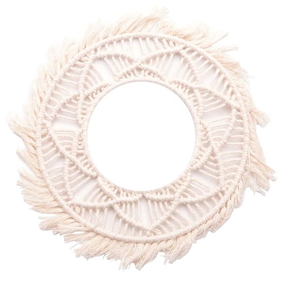 Boho Wall Mirror Frame Tapestry Handmade Woven Macrame Backdrop Wall Frame Tapestry for Room Decor
