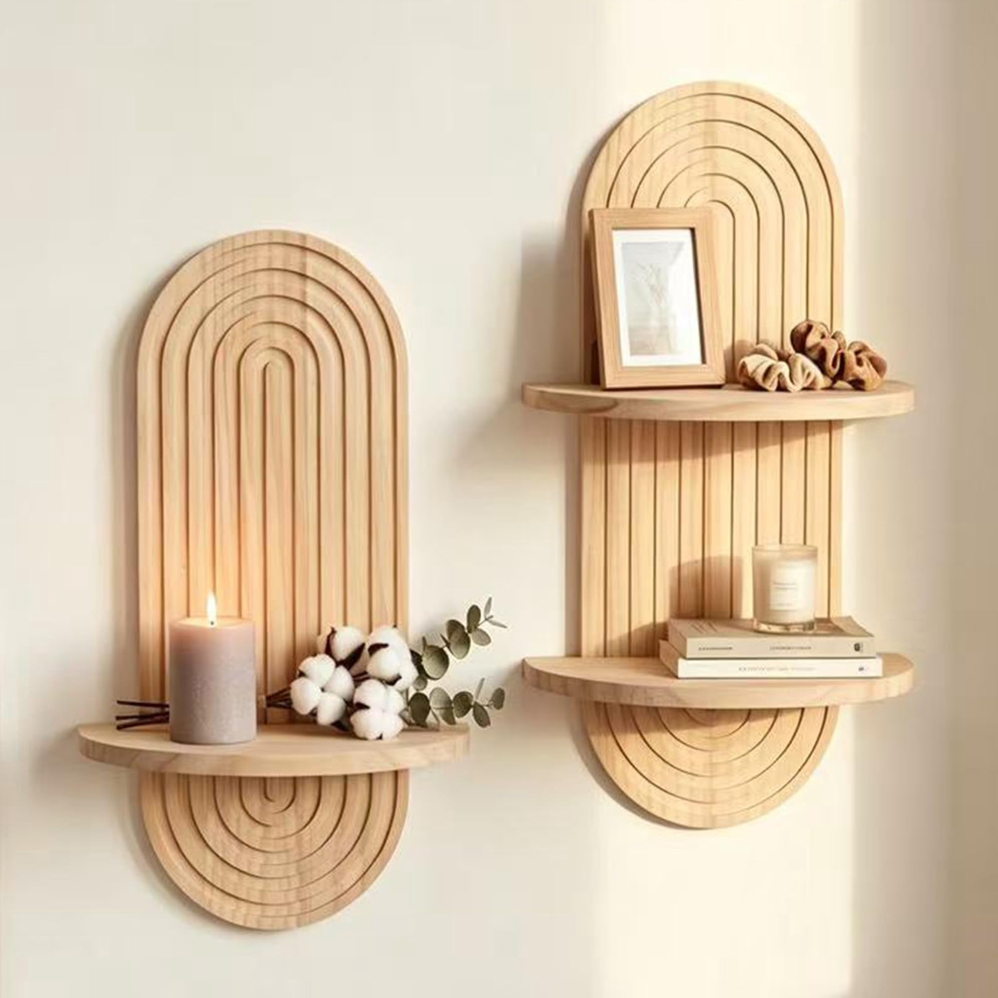 Boho Wall Shelf Set of 2, Floating Shelves for Boho Wall Decor ...