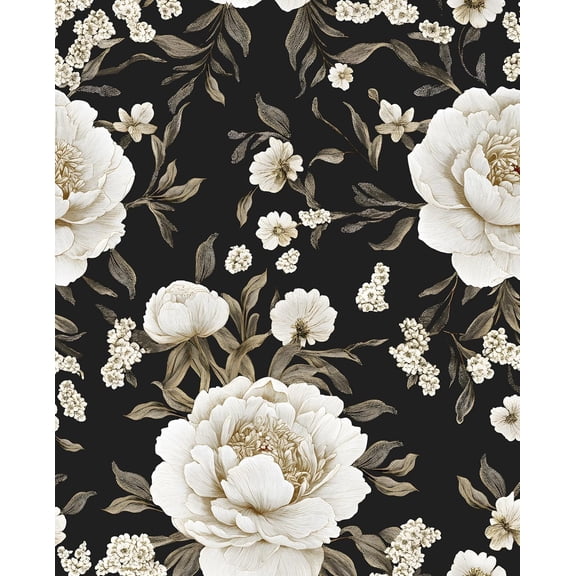 Boho Wallpaper Peel and Stick Dark Floral Wallpaper for Cabinet 17.5in x118in Vintage Contact Paper Waterproof Self Adhesive Modern Flowers Leaf Wall Paper for Room Walls Bathroom Decor