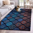 thumbnail image 1 of Boho Washable Area Rugs 4'x6', Moroccan Trellis Blue Red Black Geometric Flower Texture Low Pile Throw Living Room Rug Non-Slip Sturdy Edge Binding Carpet for Indoor Entryway Bedside Kitchen, 1 of 9