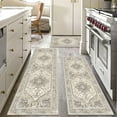 thumbnail image 1 of Boho Washable Kitchen Rugs Sets of 3, Non Slip Kitchen Mats for Floor with Rubber Backing, Waterproof & Stain Resistant Carpet Runner Throw Rug for Kitchen, Laundry Room, Hallway, Beige Brown, 1 of 6
