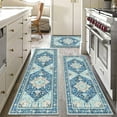 thumbnail image 1 of Boho Washable Kitchen Rugs Sets of 3, Non Slip Kitchen Mats for Floor with Rubber Backing, Waterproof & Stain Resistant Thick Carpet Runner Throw Rugs for Kitchen, Laundry Room, Hallway, Blue, 1 of 6