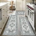 thumbnail image 1 of Boho Washable Kitchen Rugs Sets of 3, Non Slip Kitchen Mats for Floor with Rubber Backing, Waterproof & Stain Resistant Thick Carpet Runner Throw Rugs for Kitchen, Laundry Room, Hallway, Grey, 1 of 6