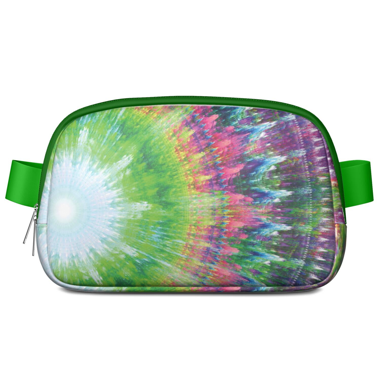 Boho Watercolor Tie Dye Fanny Pack – Multicolor Abstract Pattern Waist Bag with Hippie Rainbow & Retro Design