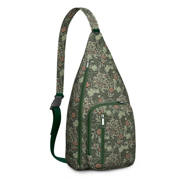 Boho Waterproof Hiking Sling Backpack for Women – Retro & Rustic Lightweight Crossbody Bag with Adjustable Strap, Floral Chest Bag for Travel, Outdoor Adventures & Everyday Use
