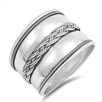 Boho Weave Criss Cross Knot Bali Wide Ring .925 Sterling Silver Band Jewelry Female Male Size 8