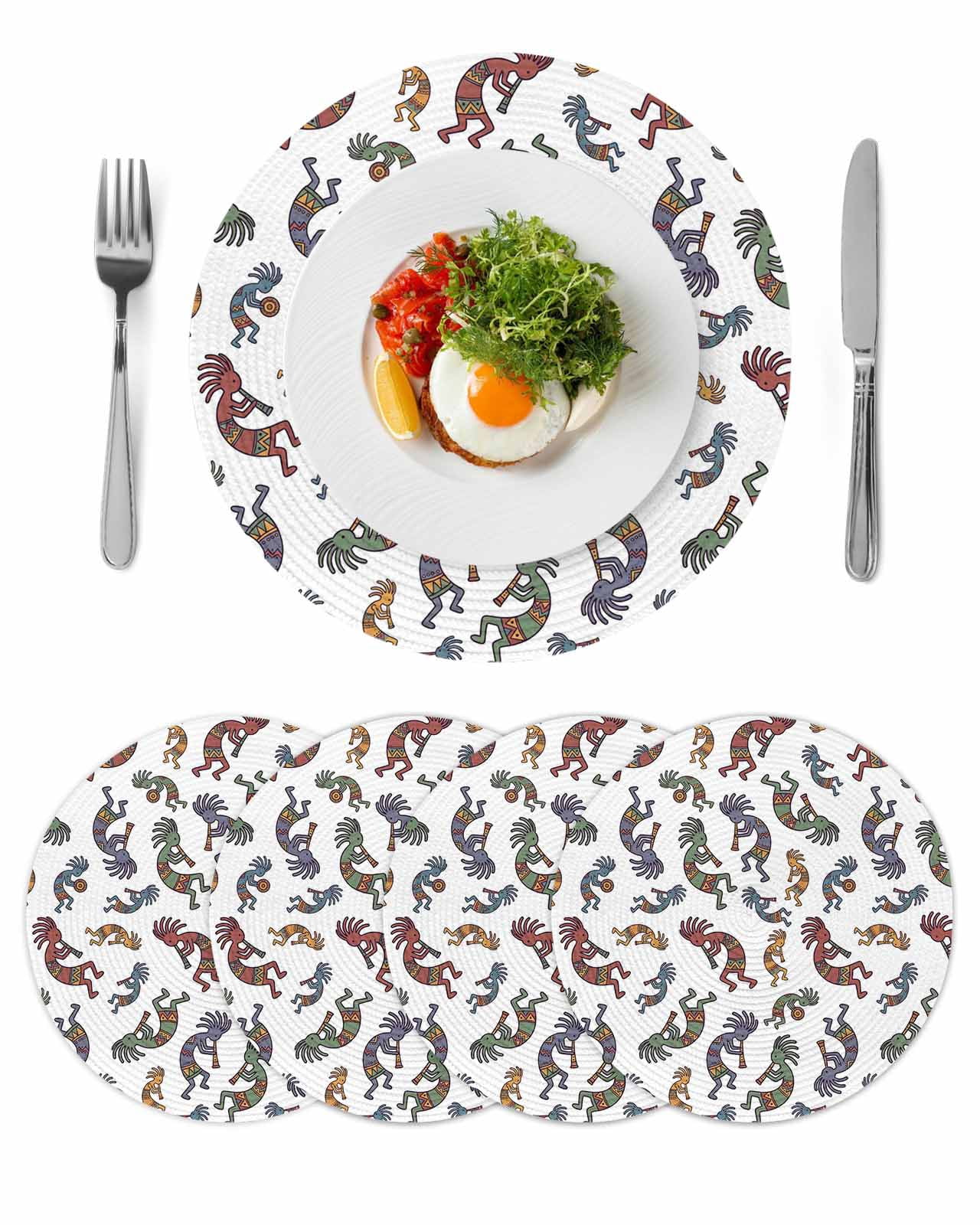 Boho Western Colorful Round 13 Inch Placemats Set of 4, Vintage ...