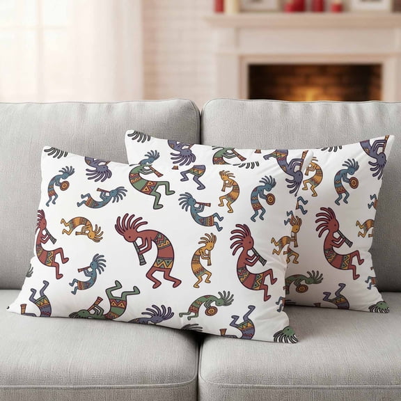 Boho Western Colorful Waterproof Outdoor Throw Pillow Covers 20"x12" Pack 2, Pillow Cases Throw Cushion Cover with Zipper, Vintage Abstract Art Ethnic Tribe Washable Pillowcase for Poolside Sofa