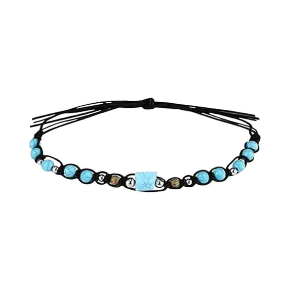 Boho Western Cowboy Hat Bands Turquoise Beaded Ethnic Hatbands for Women Men Belt Accessory Decorative Cord Wrap, 51.2 inch, BlueA