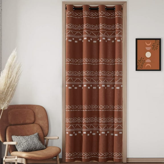 Boho Western Decor for Bedroom,Funky Minimalst Geometric Printed Privacy Vintage Curtains for Room Divider,Terracotta Rust and Cream