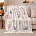 thumbnail image 1 of Boho Whimsical Cat Pattern Beige Couch Halloween Pumpkins, Playful Pet Portrait Pattern, Warm Flannel Blanket for Living Room and Bedroom, Cat Lovers Halloween Gift, Pet Lover Home Decor, 1 of 9