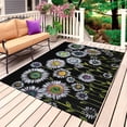 Boho White Daisy Outdoor Rug for Patio/Deck/Porch, Non-Slip Large Area ...