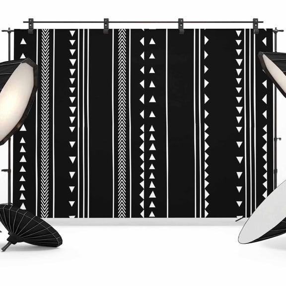 Boho White Stripes Backdrop for Photoshoot,Photography Photo Studio Background Wall Backdrop,Triangle Arrow Geometric Abstract Art Back Drop Banner Panel for Portraits Wedding Live Streaming 7x5Ft
