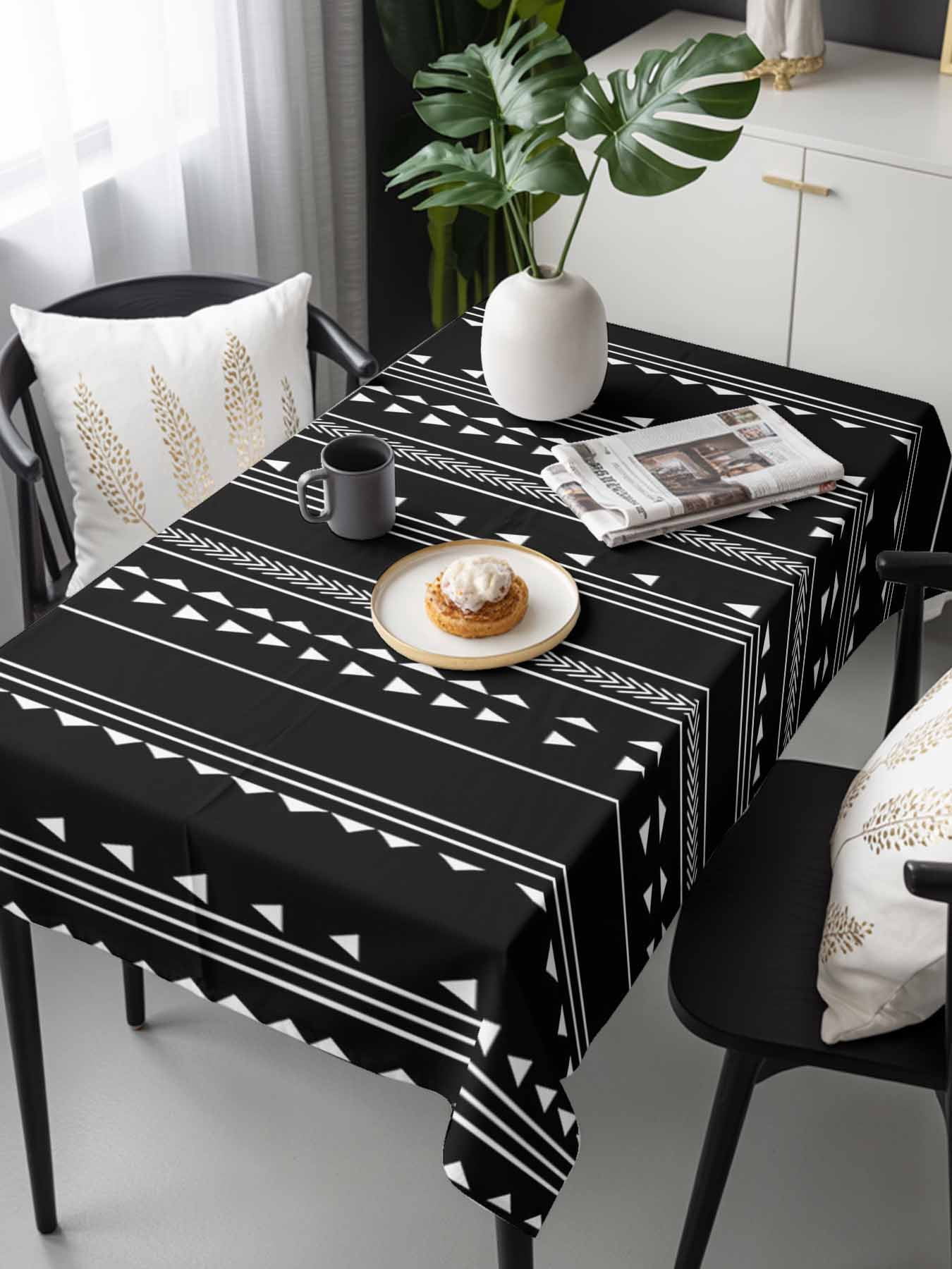 Triangular Tablecloth Boho White Stripes Tablecloth Rectangle Table Cloths 54x108, Waterproof ...