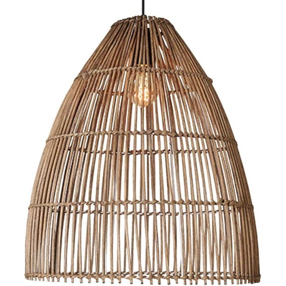 Boho Wicker Rattan Hanging Lamp Living Room DIY Handmade Ceiling Lighting Chandelier, Natural Woven Shade Lamp Pendant Lamp Farmhouse, Basket Hanging Light Fixtures (with No Bulb)