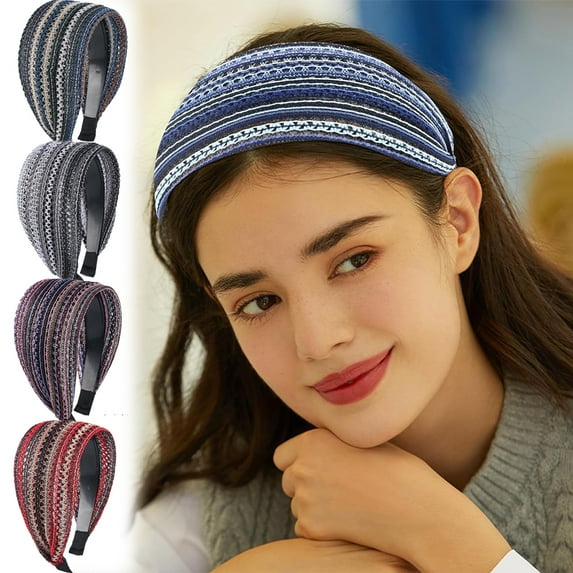 Boho Wide Headband for Women Bohemia Handmade Wide Headbands Vintage Ethnic Style Hair Bands for Girls Hair Accessories