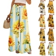 thumbnail image 1 of Boho Wide Leg Pants for Women Flowy Drawstring Floral Palazzo Pants Baggy Tropical Hawaiian Pull on Beach Pant Orange M, 1 of 8
