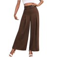 thumbnail image 1 of Boho Wide Leg Pants for Women Simple Solid High Waist Palazzo Pants Flowy Trendy Summer Trousers for Party Dating, 1 of 4