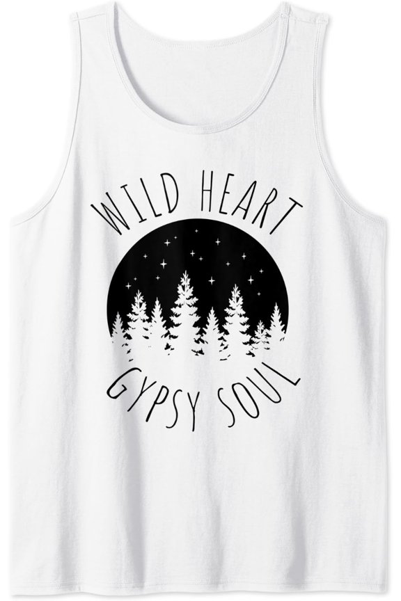 Boho Wild Heart Gypsy Soul Mountain Forest Silhouette Tank Top Size S-3XL